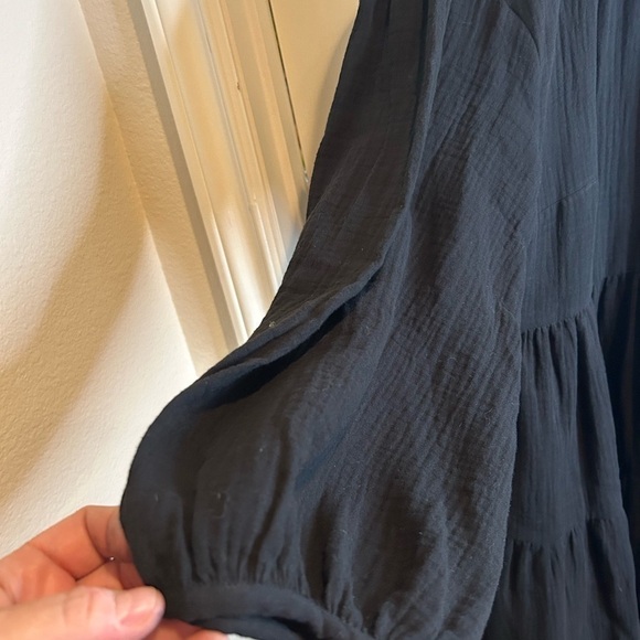 🖤”Zii Ropa” Nella Flowy Black Maxi Dress w/ 3/4 Sleeves and Tie-Back Size M 🖤 - Picture 5 of 11